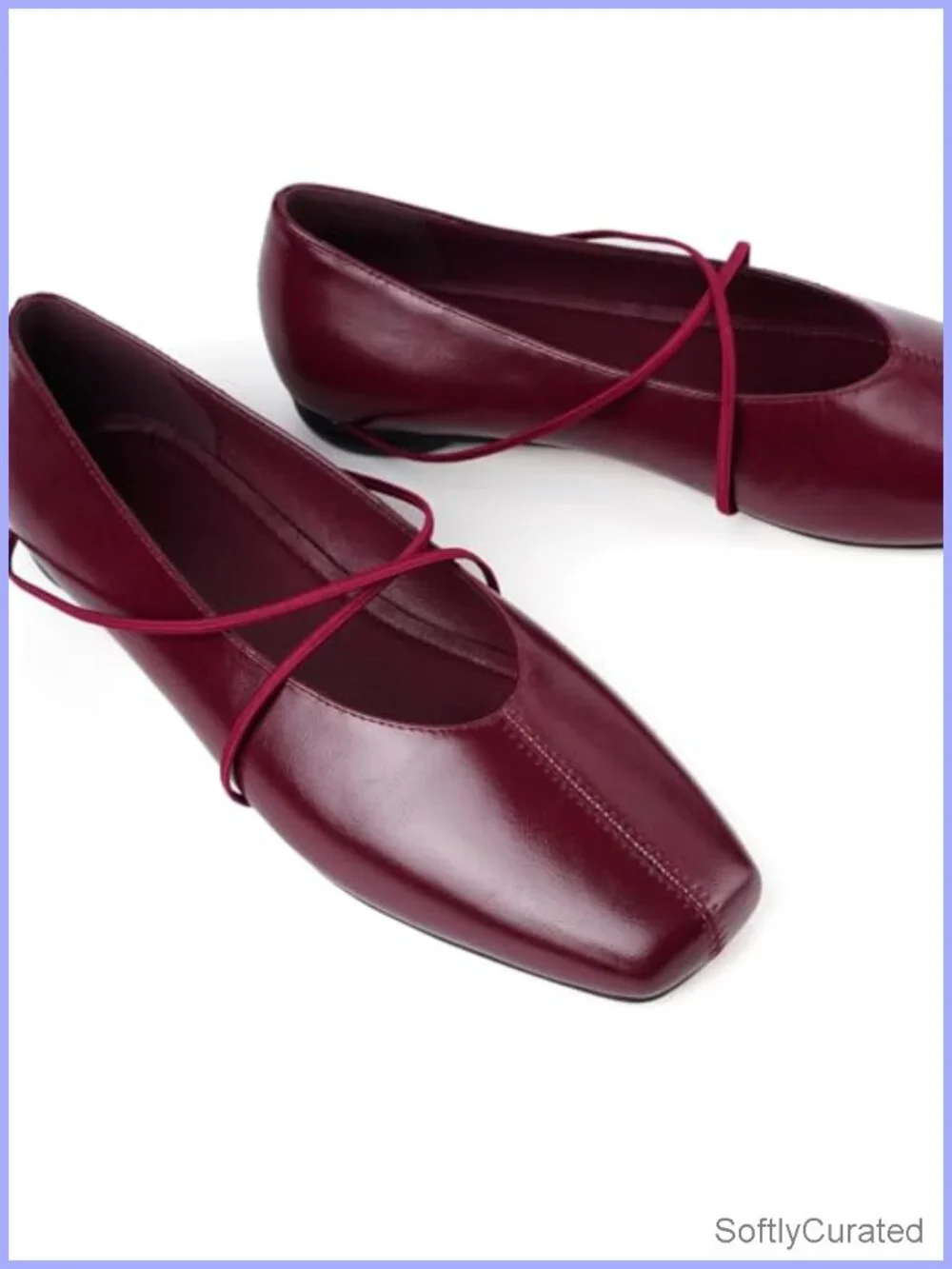 Women's Square Toe Ballet Flats Criss Cross Strap Mary Jane Slip On